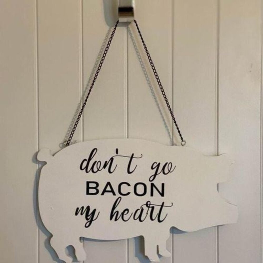 DONT GO BREAKING MY HEART Pig silhouette hanging decoration farmhouse kitchen
